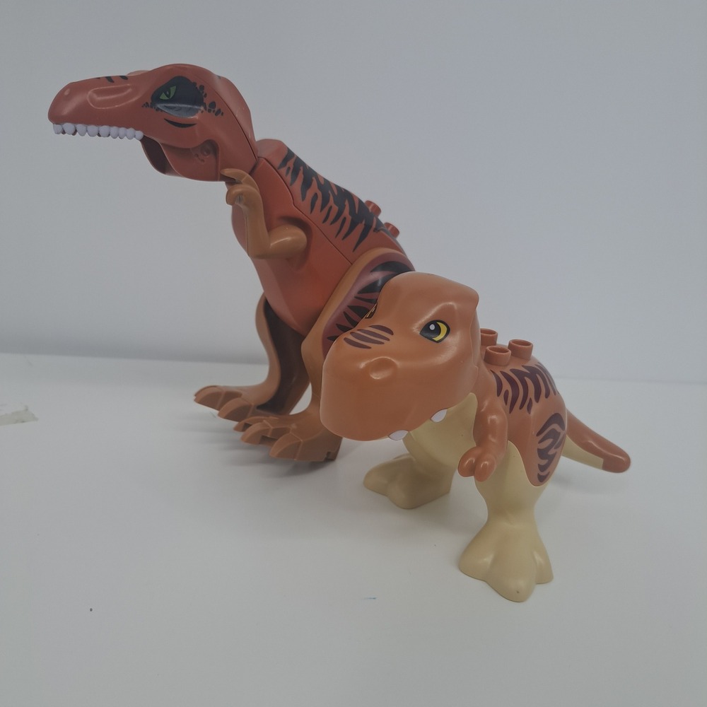 LEGO Duplo & Jurassic World T-Rex Dinosaur Figure Lot Brown Orange Dino Toys